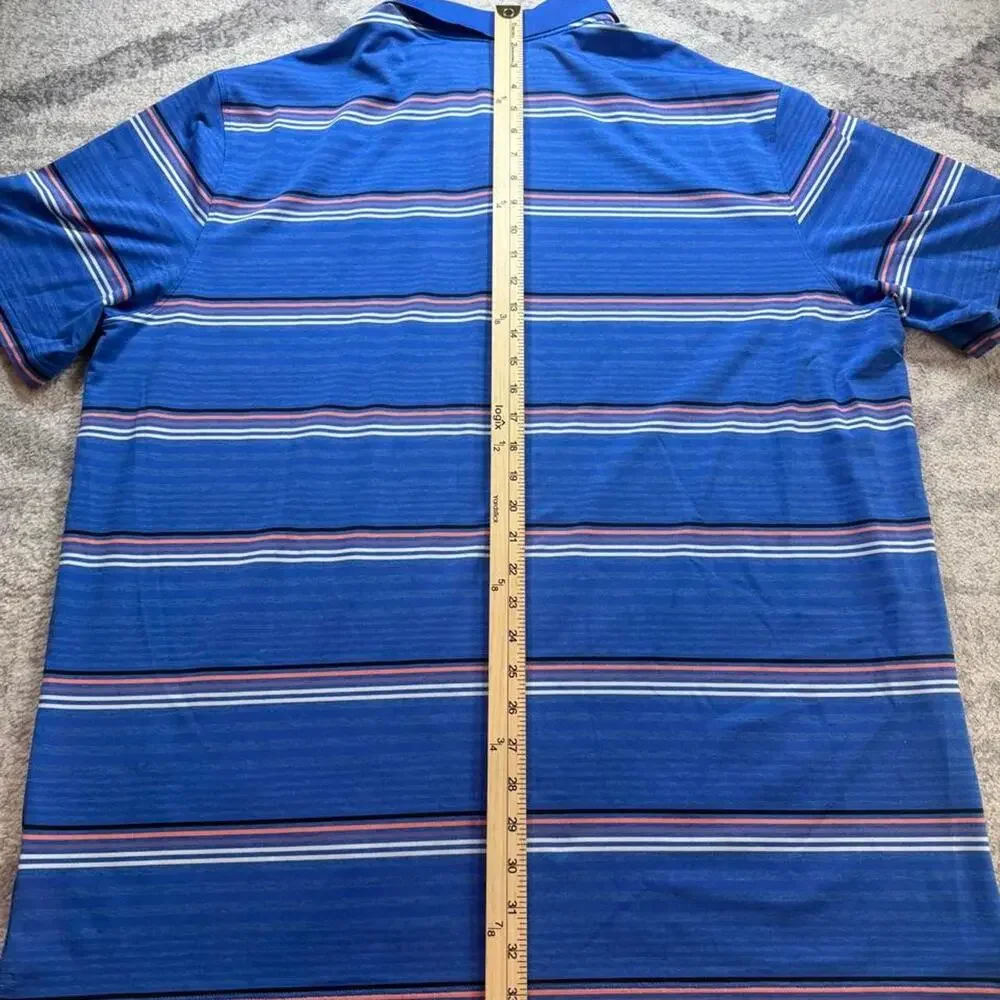 Nike Golf Dri Fit polo blue orange white stripe size XXL. Valhalla golf club